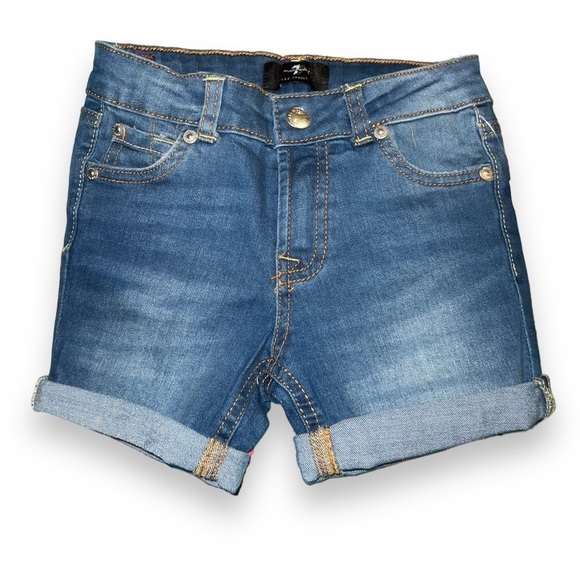 ✅7 for All Mankind Little Girls Stretch Denim Shorts - Picture 1 of 4